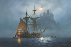 Cornish Smugglers. A painting by Donald MacLeod